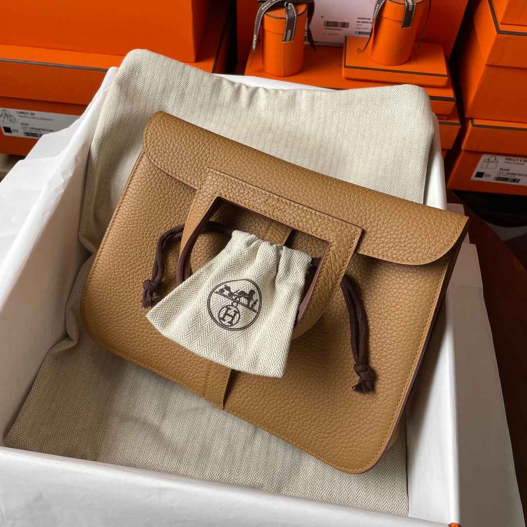 Hermes Halzan 25 Bag Togo Leather Gold H082185