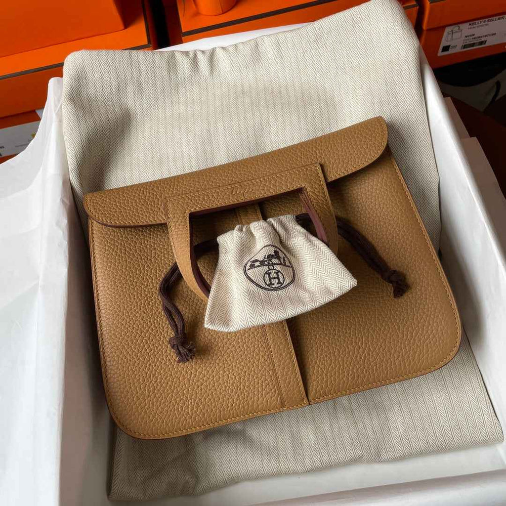 Hermes Halzan 25 Bag Togo Leather Gold H082185