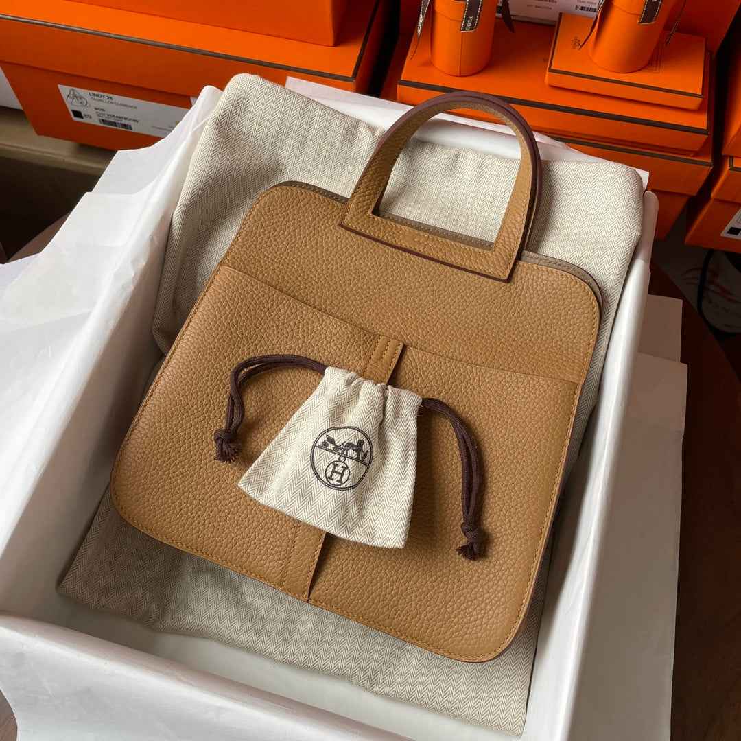 Hermes Halzan 25 Bag Togo Leather Gold H082185