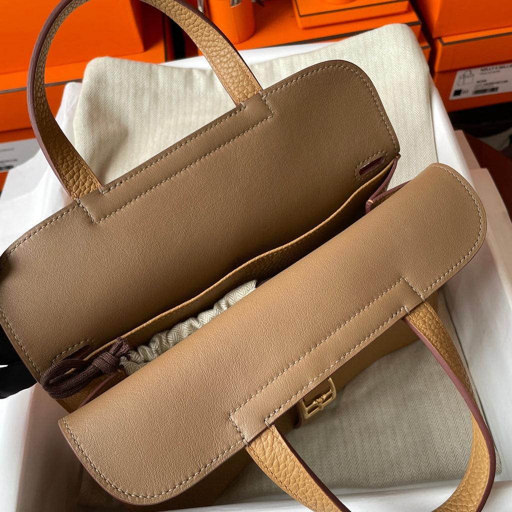 Hermes Halzan 25 Bag Togo Leather Gold H082185