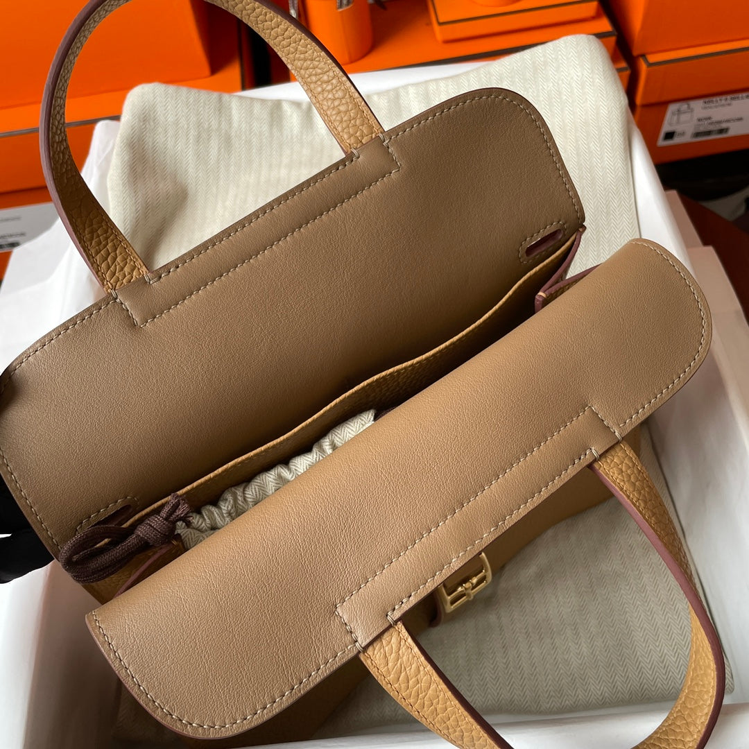 Hermes Halzan 25 Bag Togo Leather Gold H082185
