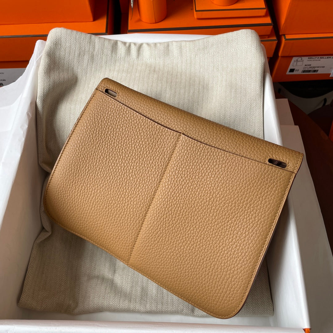 Hermes Halzan 25 Bag Togo Leather Gold H082185