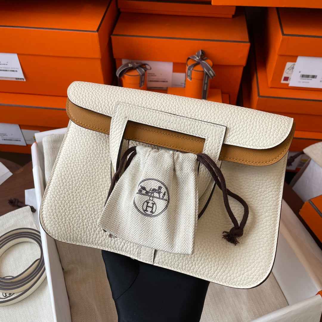 Hermes Halzan 25 Bag Togo Leather Gold H082187