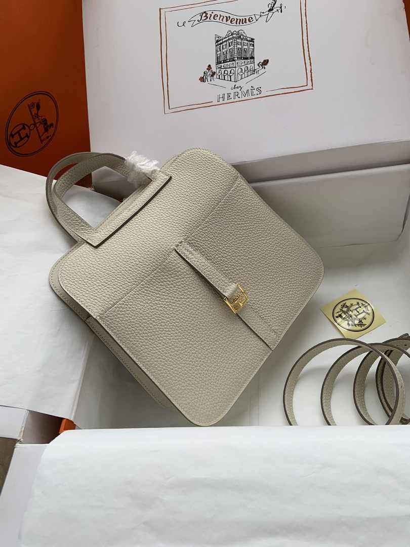Hermes Halzan 25 Bag Beige Togo Leather Gold H082162