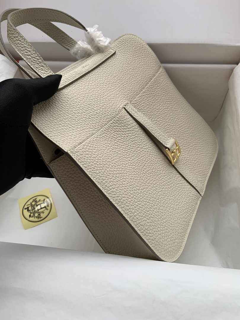 Hermes Halzan 25 Bag Beige Togo Leather Gold H082162
