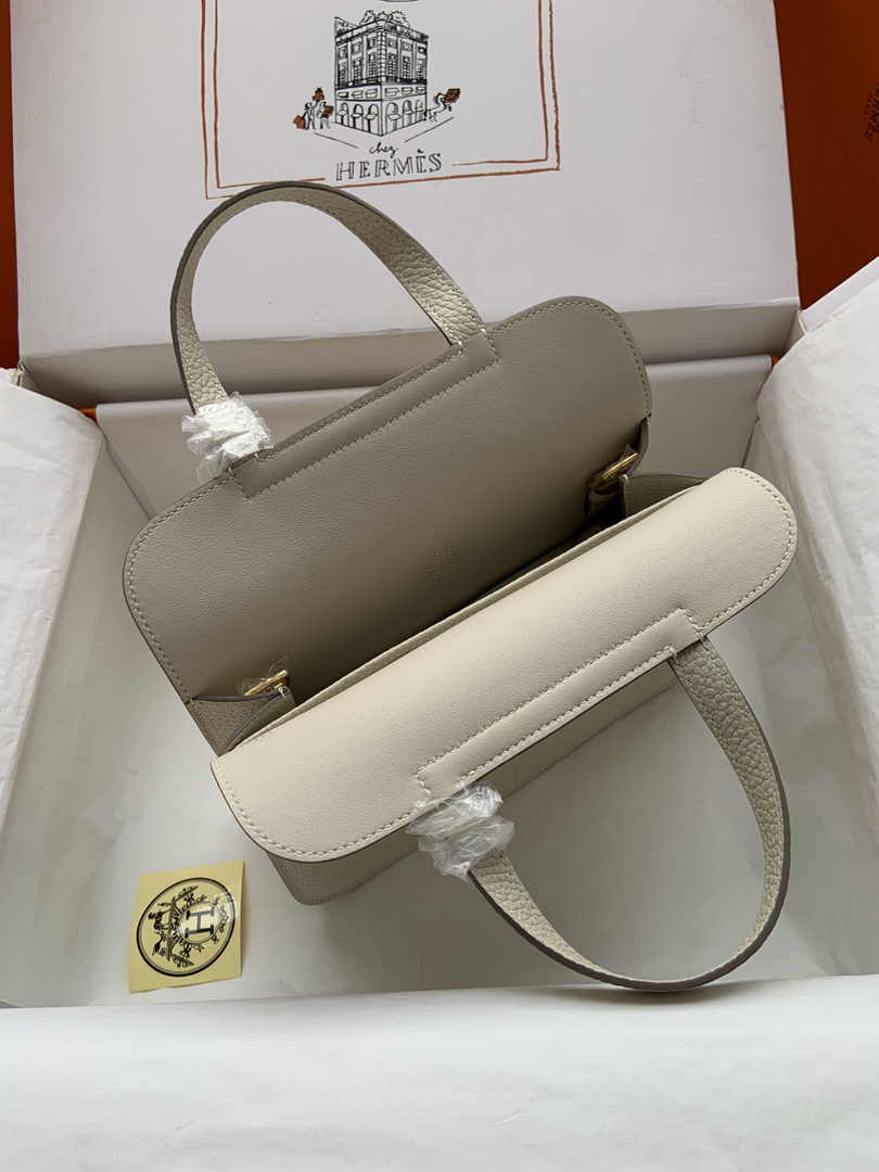 Hermes Halzan 25 Bag Beige Togo Leather Gold H082162
