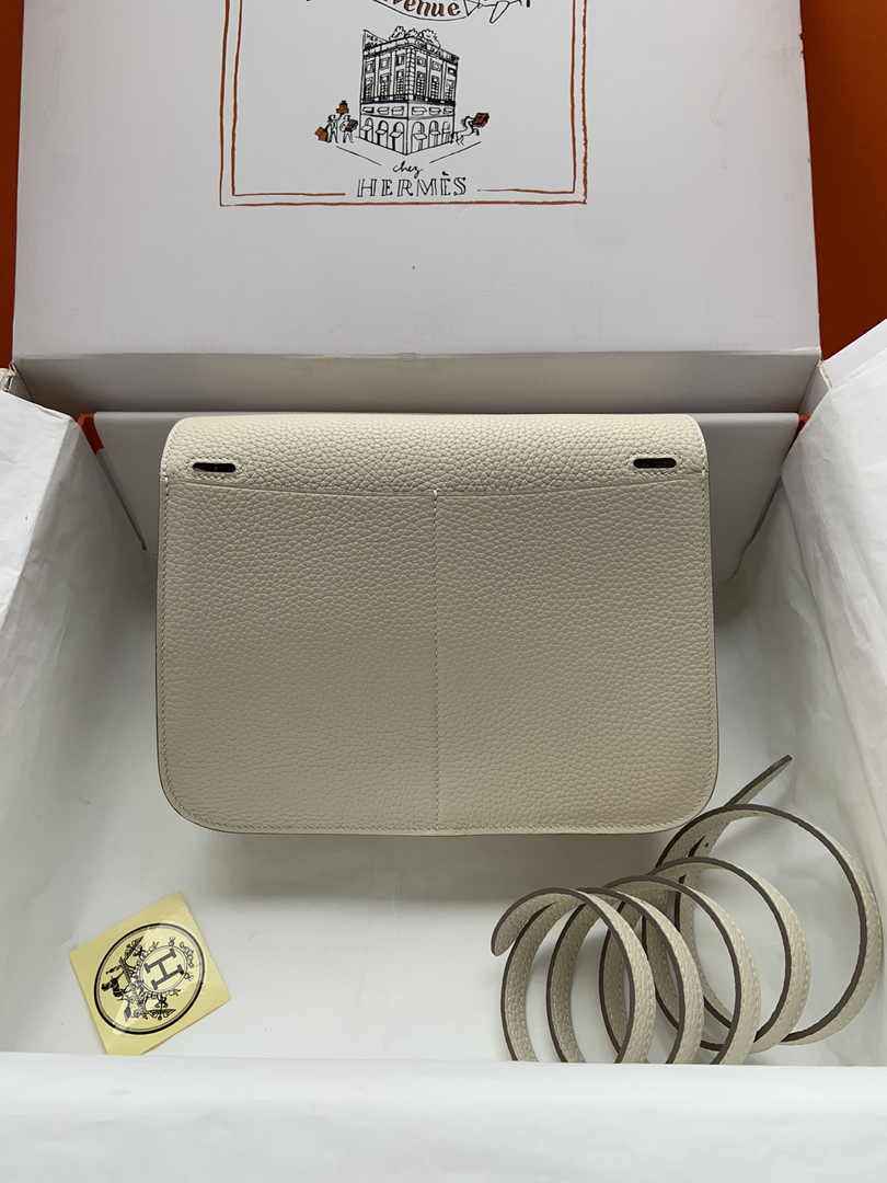 Hermes Halzan 25 Bag Beige Togo Leather Silver H082163