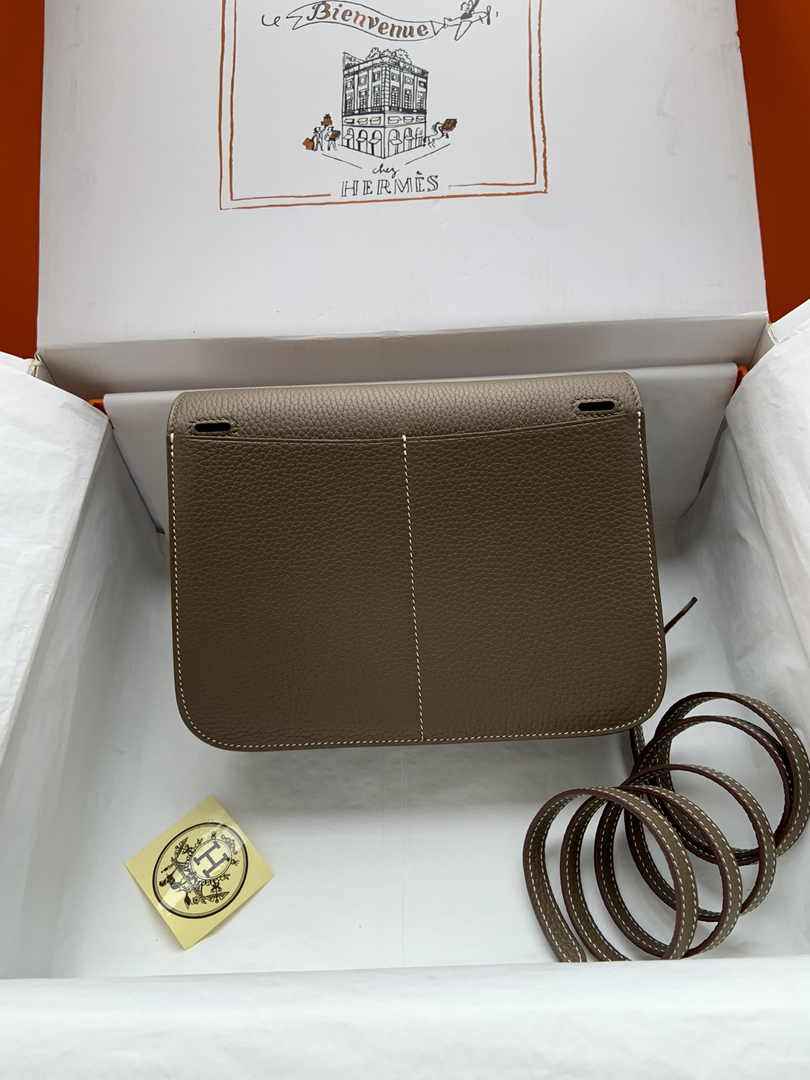 Hermes Halzan 25 Bag Dark Gray Togo Leather Gold H082164