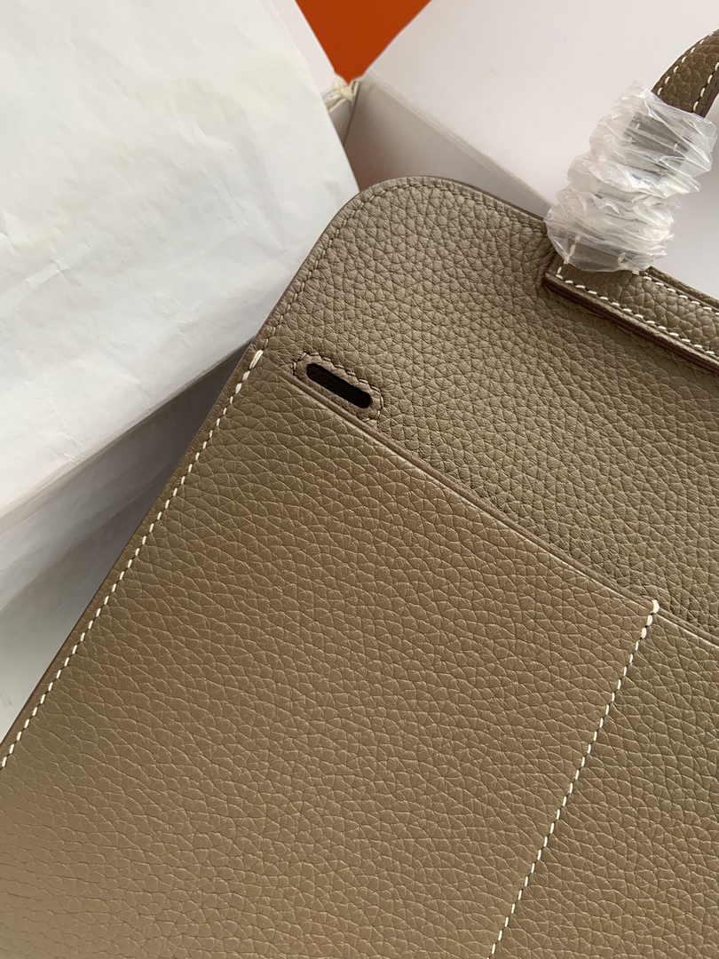Hermes Halzan 25 Bag Dark Gray Togo Leather Gold H082164