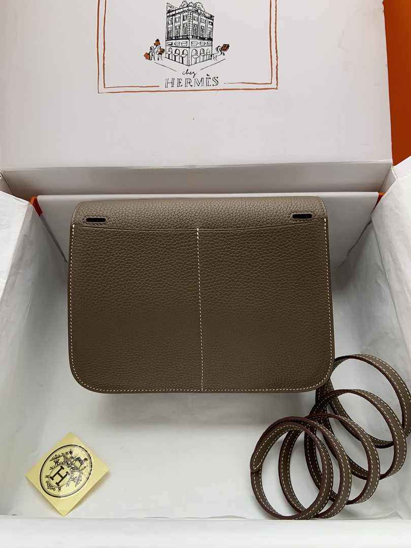 Hermes Halzan 25 Bag Dark Gray Togo Leather Silver H082165