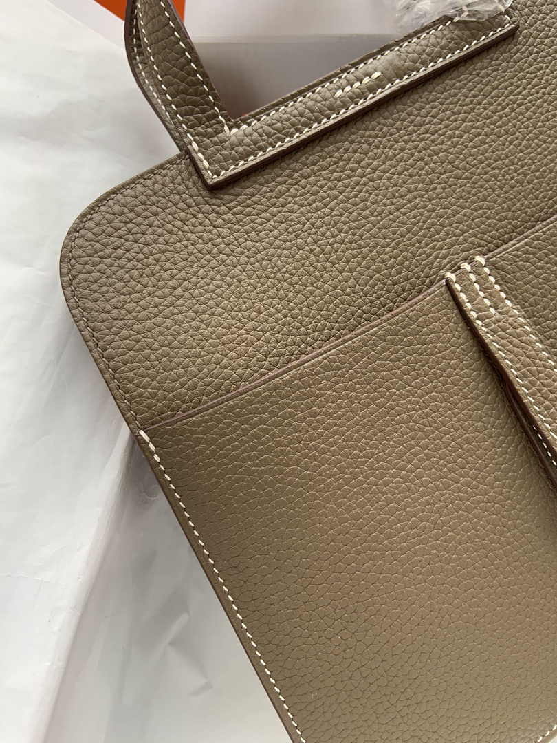 Hermes Halzan 25 Bag Dark Gray Togo Leather Silver H082165