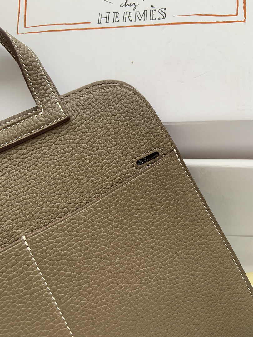 Hermes Halzan 25 Bag Dark Gray Togo Leather Silver H082165