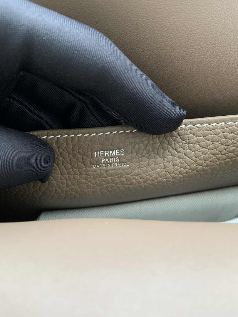 Hermes Halzan 25 Bag Dark Gray Togo Leather Silver H082165