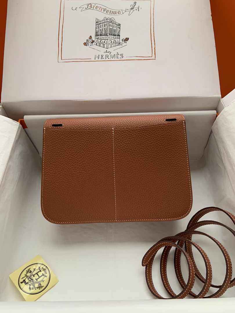 Hermes Halzan 25 Bag Brown Togo Leather Gold H082166