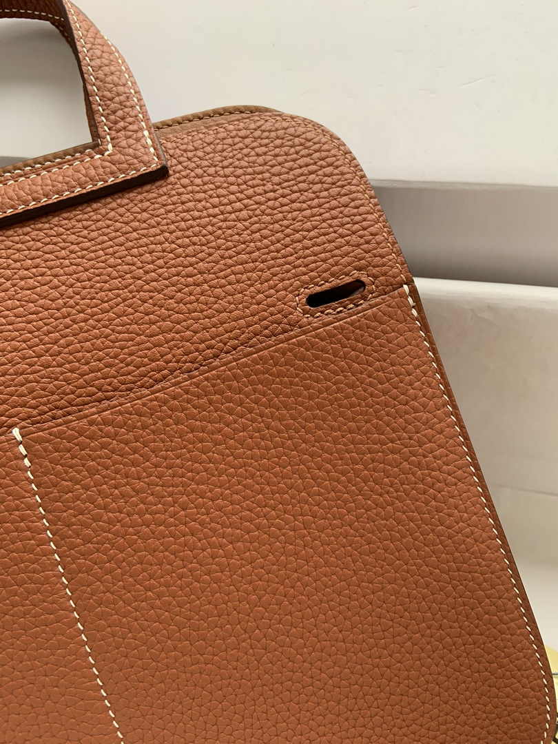 Hermes Halzan 25 Bag Brown Togo Leather Gold H082166