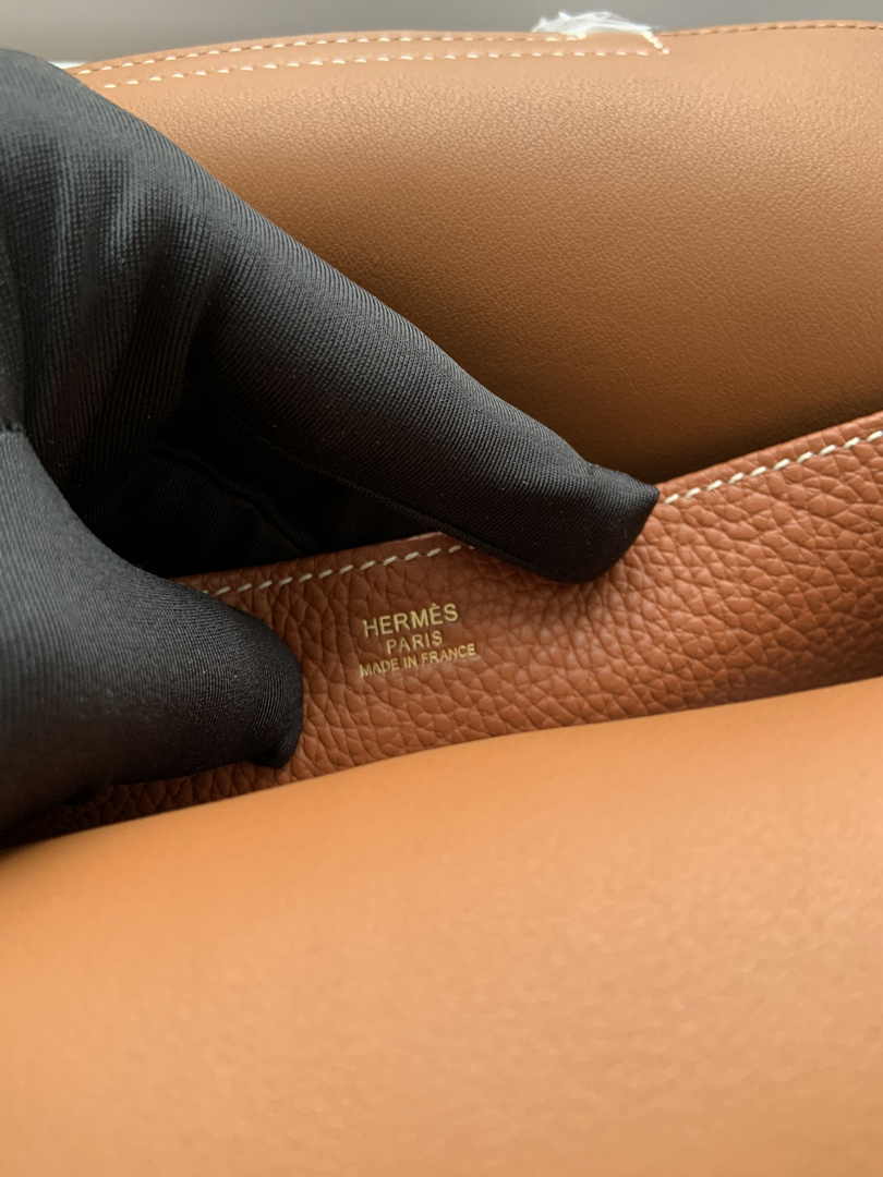 Hermes Halzan 25 Bag Brown Togo Leather Gold H082166