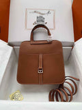 Hermes Halzan 25 Bag Brown Togo Leather Silver H082167