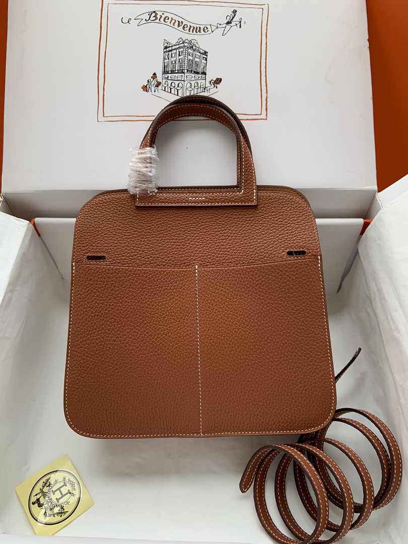 Hermes Halzan 25 Bag Brown Togo Leather Silver H082167