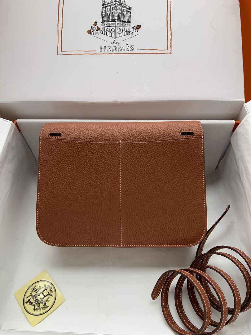 Hermes Halzan 25 Bag Brown Togo Leather Silver H082167