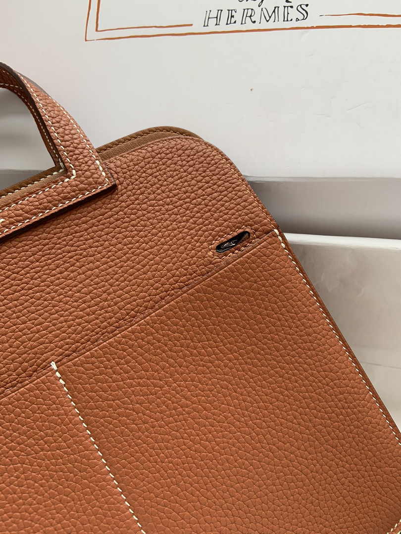 Hermes Halzan 25 Bag Brown Togo Leather Silver H082167