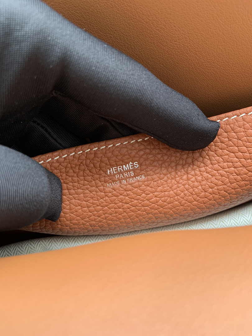Hermes Halzan 25 Bag Brown Togo Leather Silver H082167