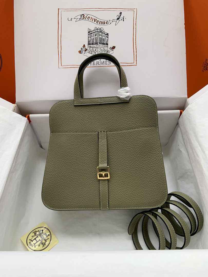 Hermes Halzan 25 Bag Green Togo Leather Gold H082168