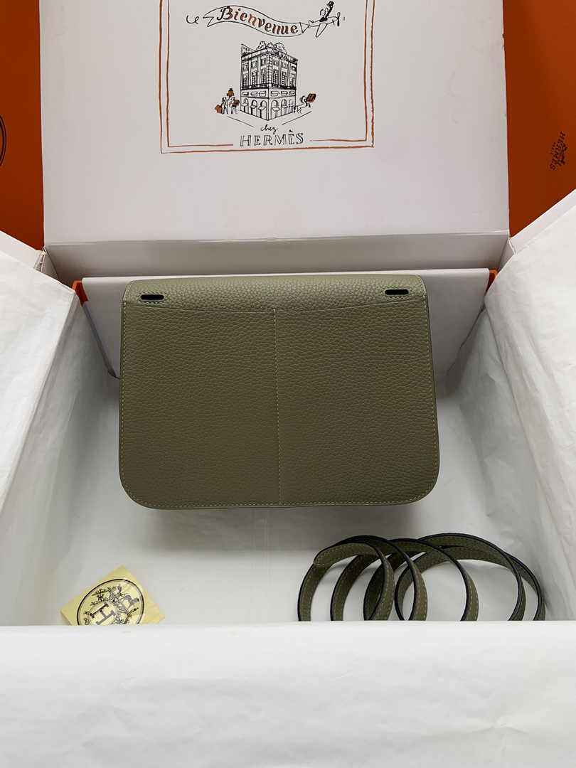 Hermes Halzan 25 Bag Green Togo Leather Gold H082168