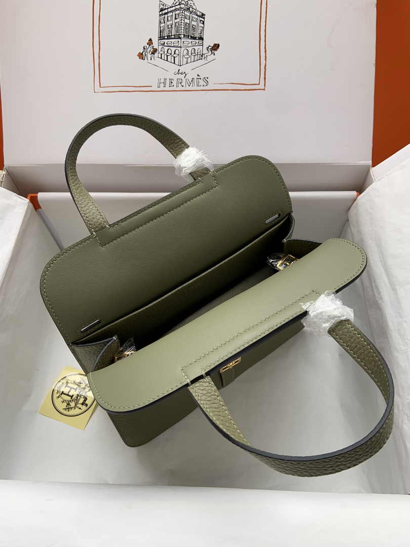 Hermes Halzan 25 Bag Green Togo Leather Gold H082168