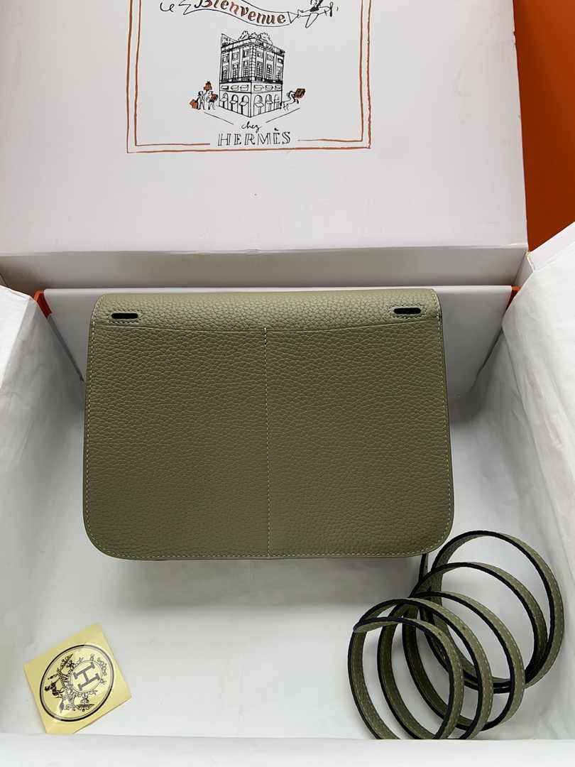 Hermes Halzan 25 Bag Green Togo Leather Silver H082169