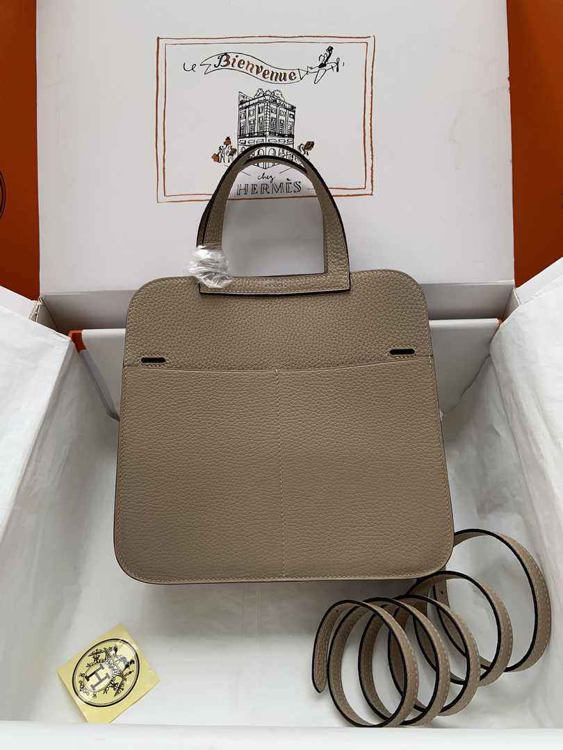 Hermes Halzan 25 Bag Khaki Togo Leather Gold H082170