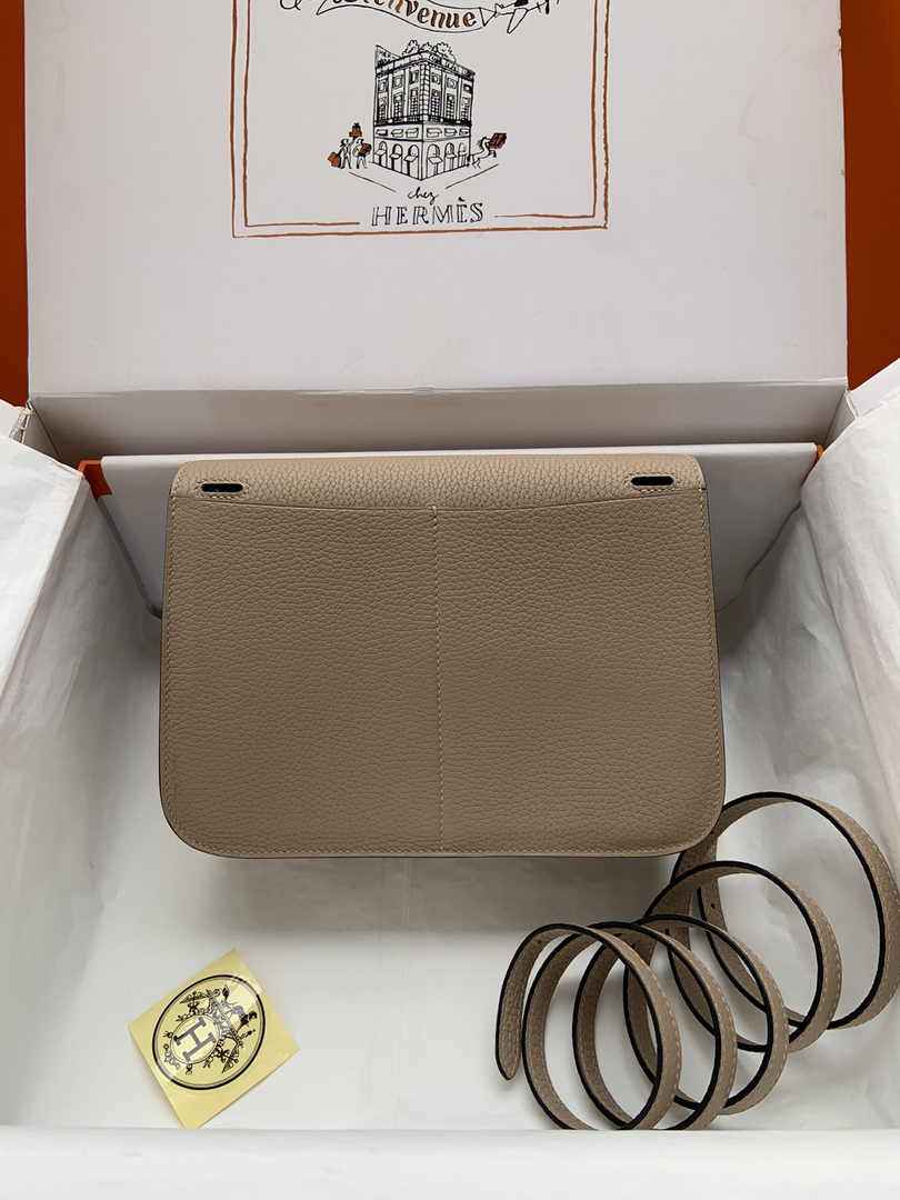 Hermes Halzan 25 Bag Khaki Togo Leather Gold H082170