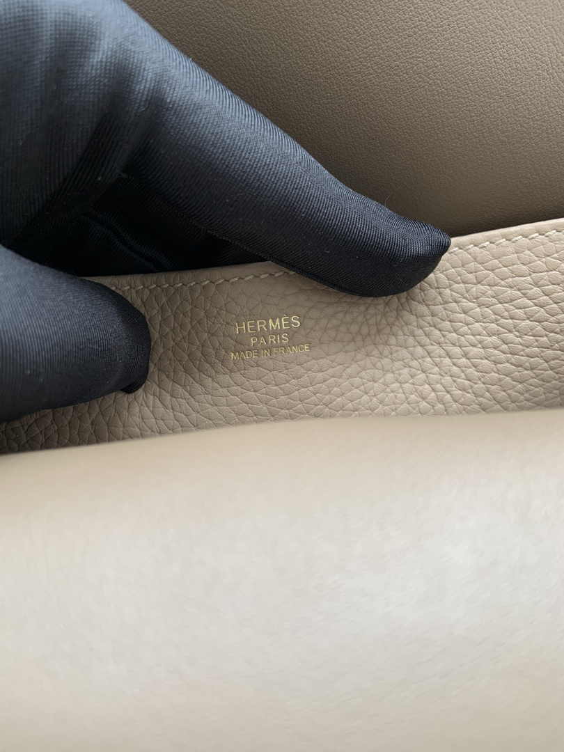 Hermes Halzan 25 Bag Khaki Togo Leather Gold H082170