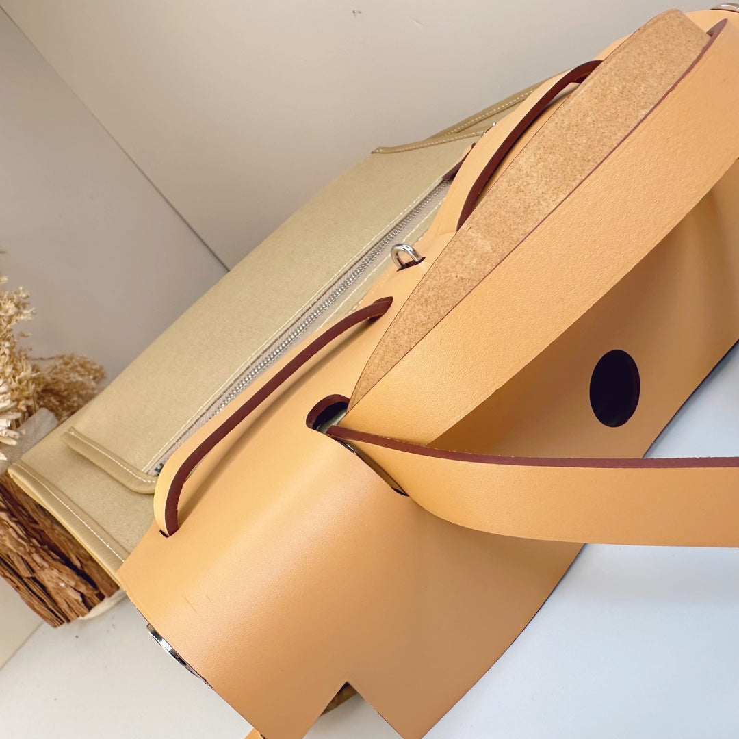 Hermès Herbag Zip 31 hobnailed bag h085131 apricot gray