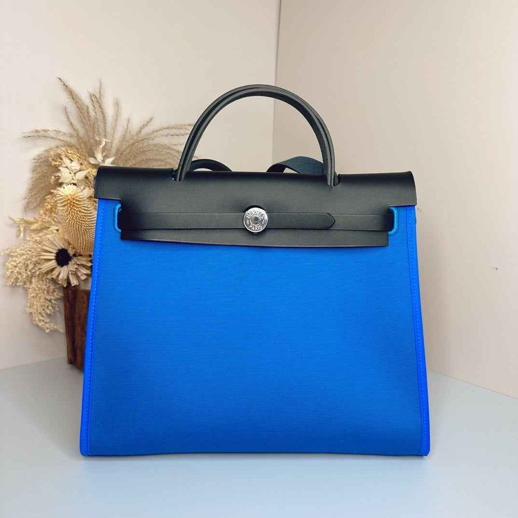 Hermès Herbag Zip 31 hobnailed bag h085131 black blue