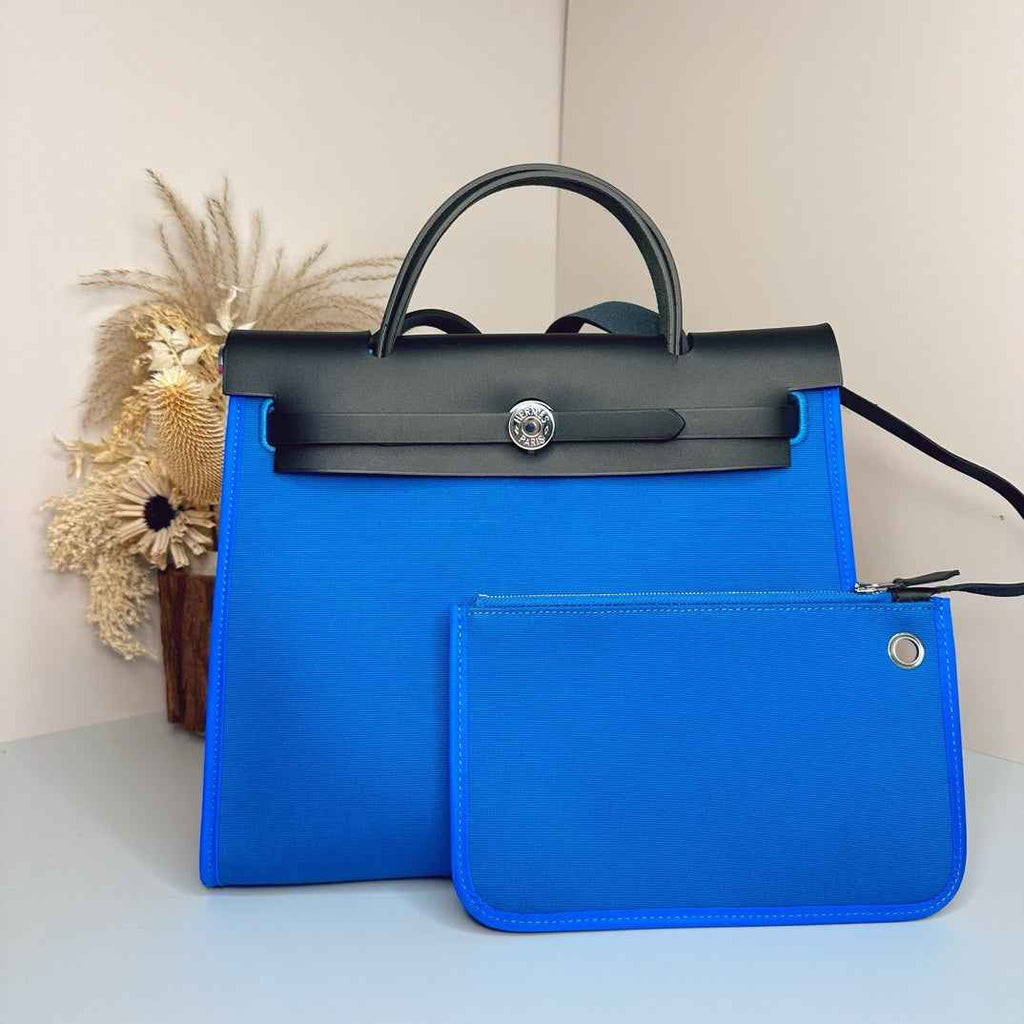 Hermès Herbag Zip 31 hobnailed bag h085131 black blue