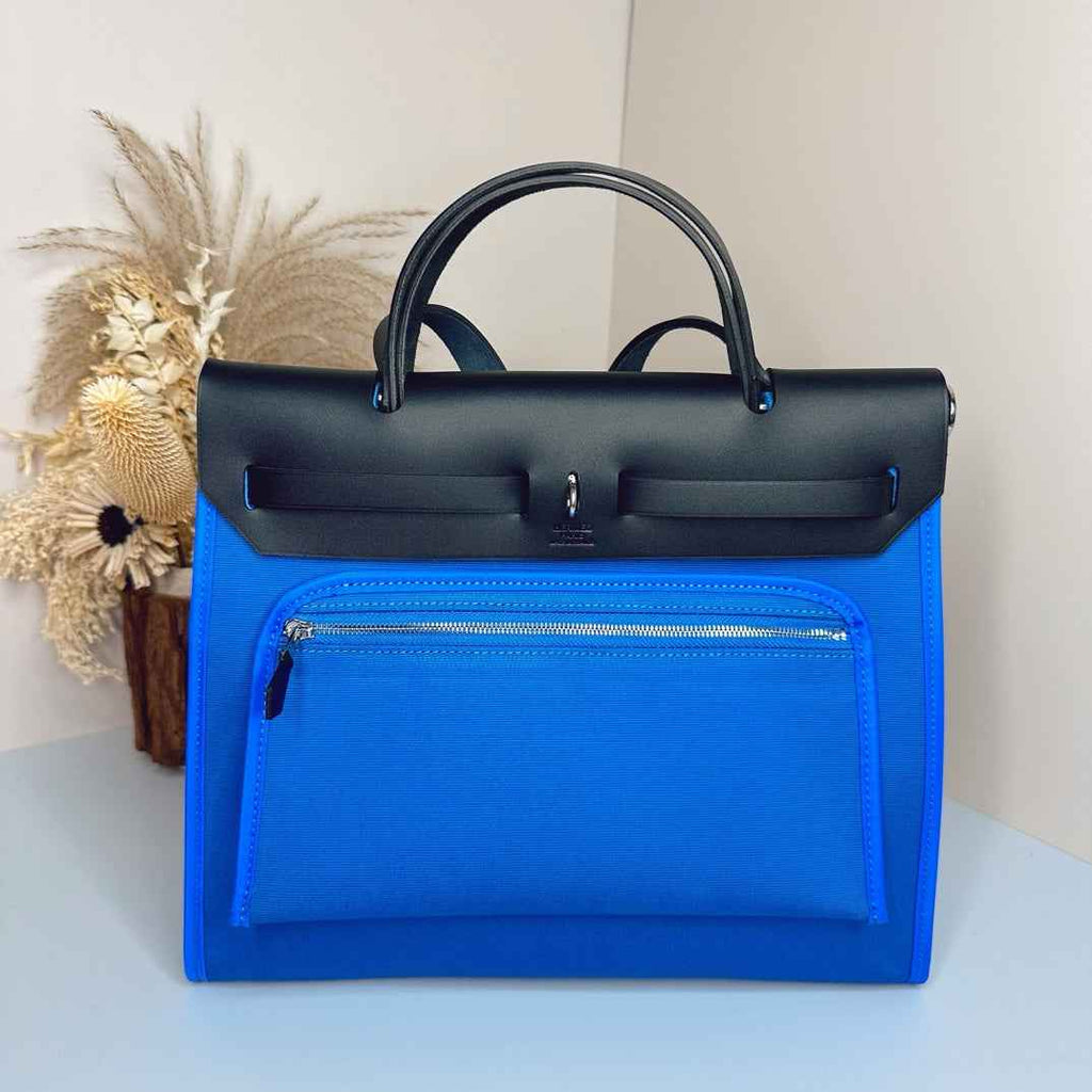 Hermès Herbag Zip 31 hobnailed bag h085131 black blue