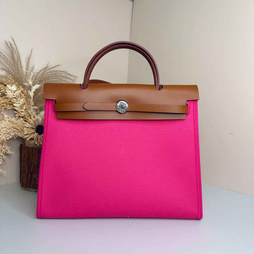 Hermès Herbag Zip 31 hobnailed bag h085131 brown plum