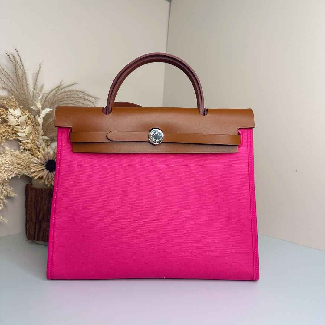 Hermès Herbag Zip 31 hobnailed bag h085131 brown plum