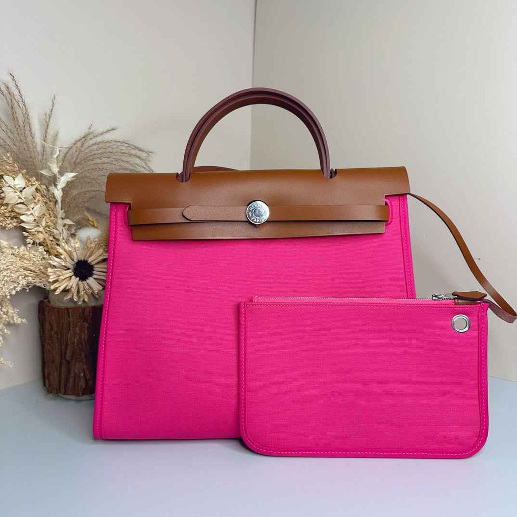 Hermès Herbag Zip 31 hobnailed bag h085131 brown plum