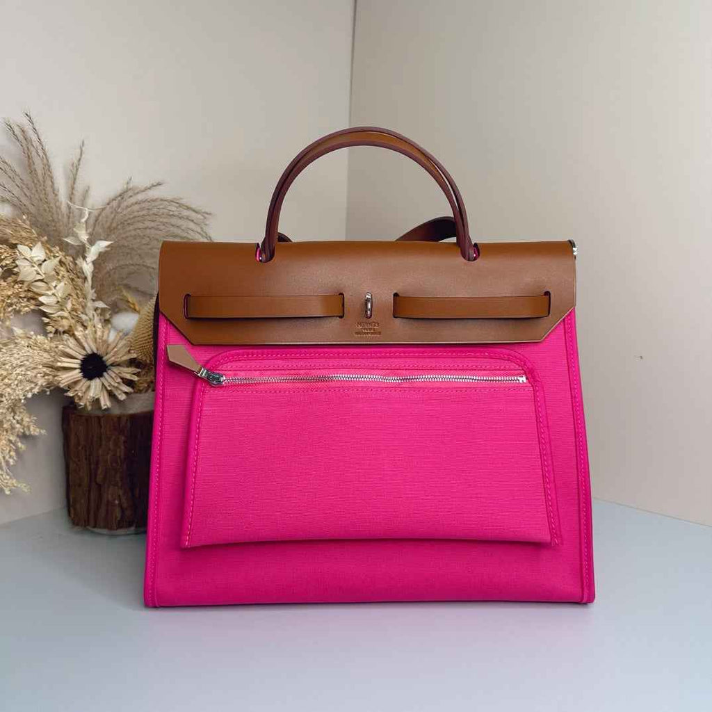 Hermès Herbag Zip 31 hobnailed bag h085131 brown plum