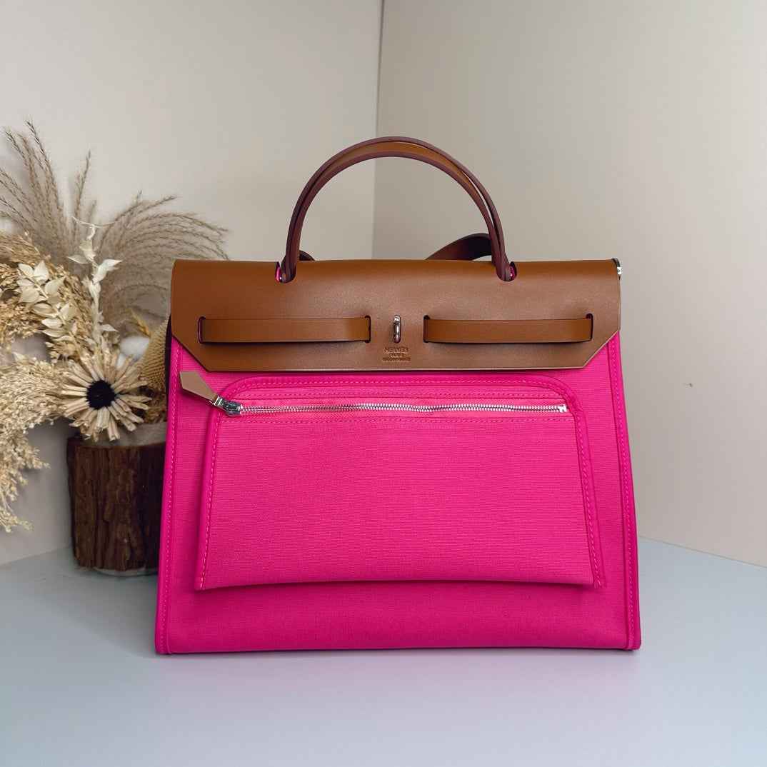 Hermès Herbag Zip 31 hobnailed bag h085131 brown plum