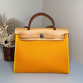 Hermès Herbag Zip 31 hobnailed bag h085131 apricot yellow