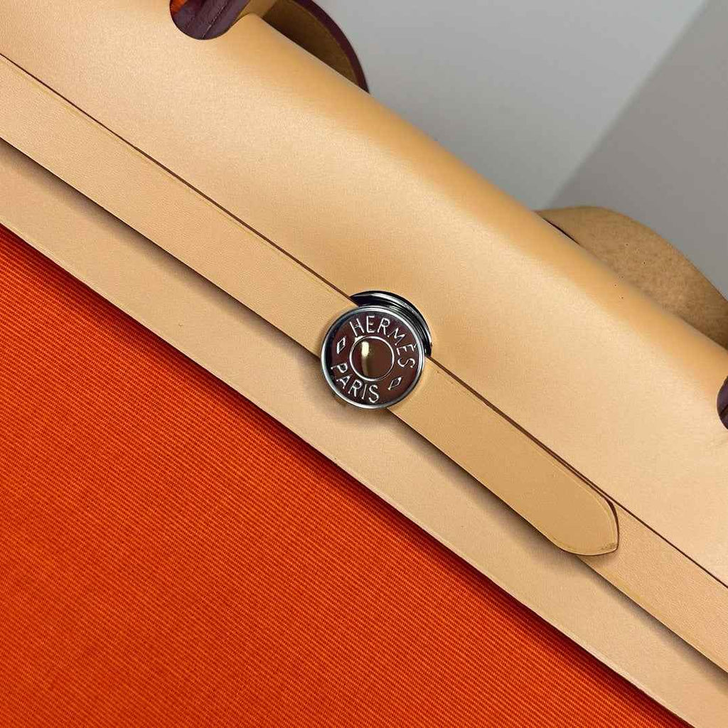 Hermès Herbag Zip 31 hobnailed bag h085131 apricot orange