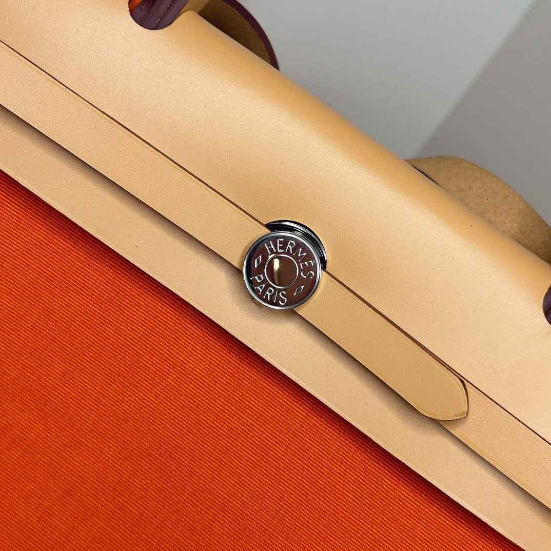 Hermès Herbag Zip 31 hobnailed bag h085131 apricot orange