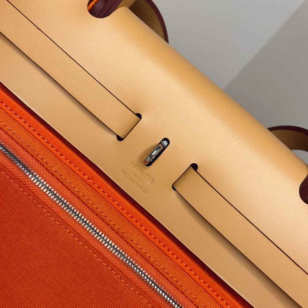Hermès Herbag Zip 31 hobnailed bag h085131 apricot orange