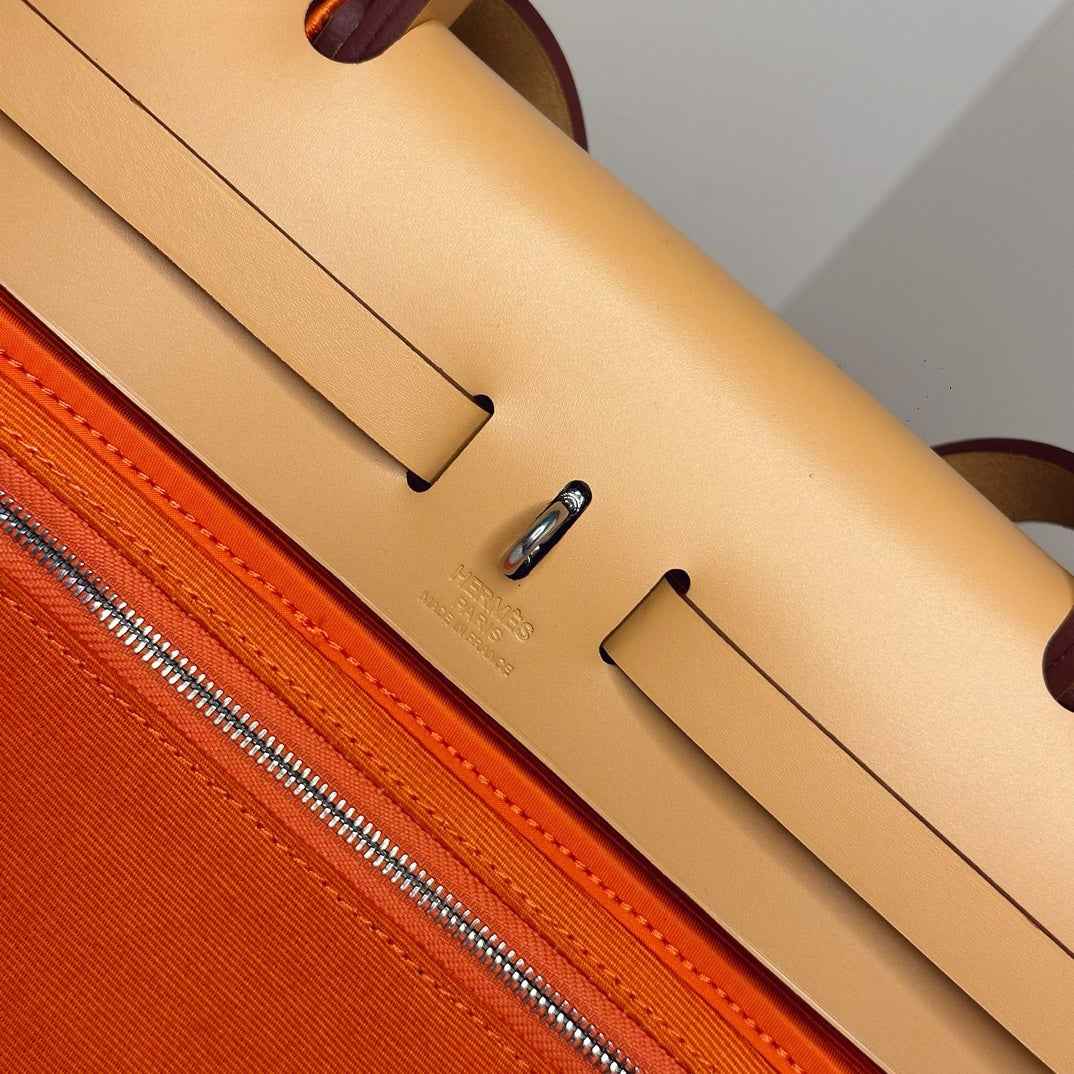 Hermès Herbag Zip 31 hobnailed bag h085131 apricot orange