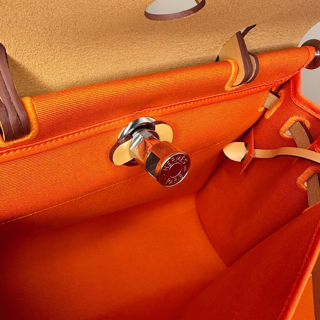 Hermès Herbag Zip 31 hobnailed bag h085131 apricot orange