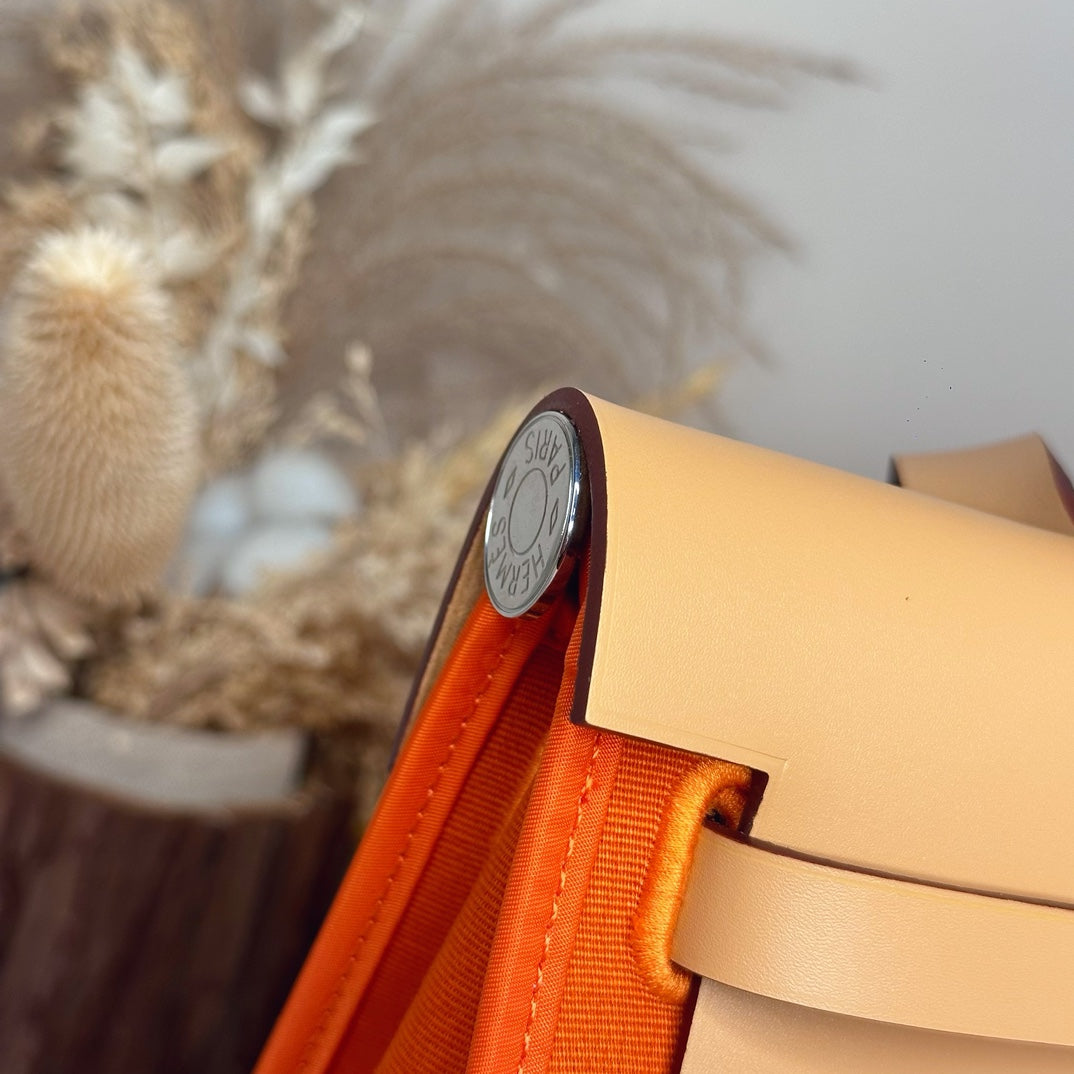 Hermès Herbag Zip 31 hobnailed bag h085131 apricot orange