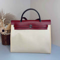 Hermès Herbag Zip 31 hobnailed bag h085131 red beige