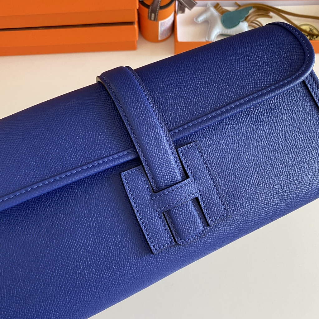 Hermes Jige 29 Wallet Clutch In Epsom Leather Dark Blue